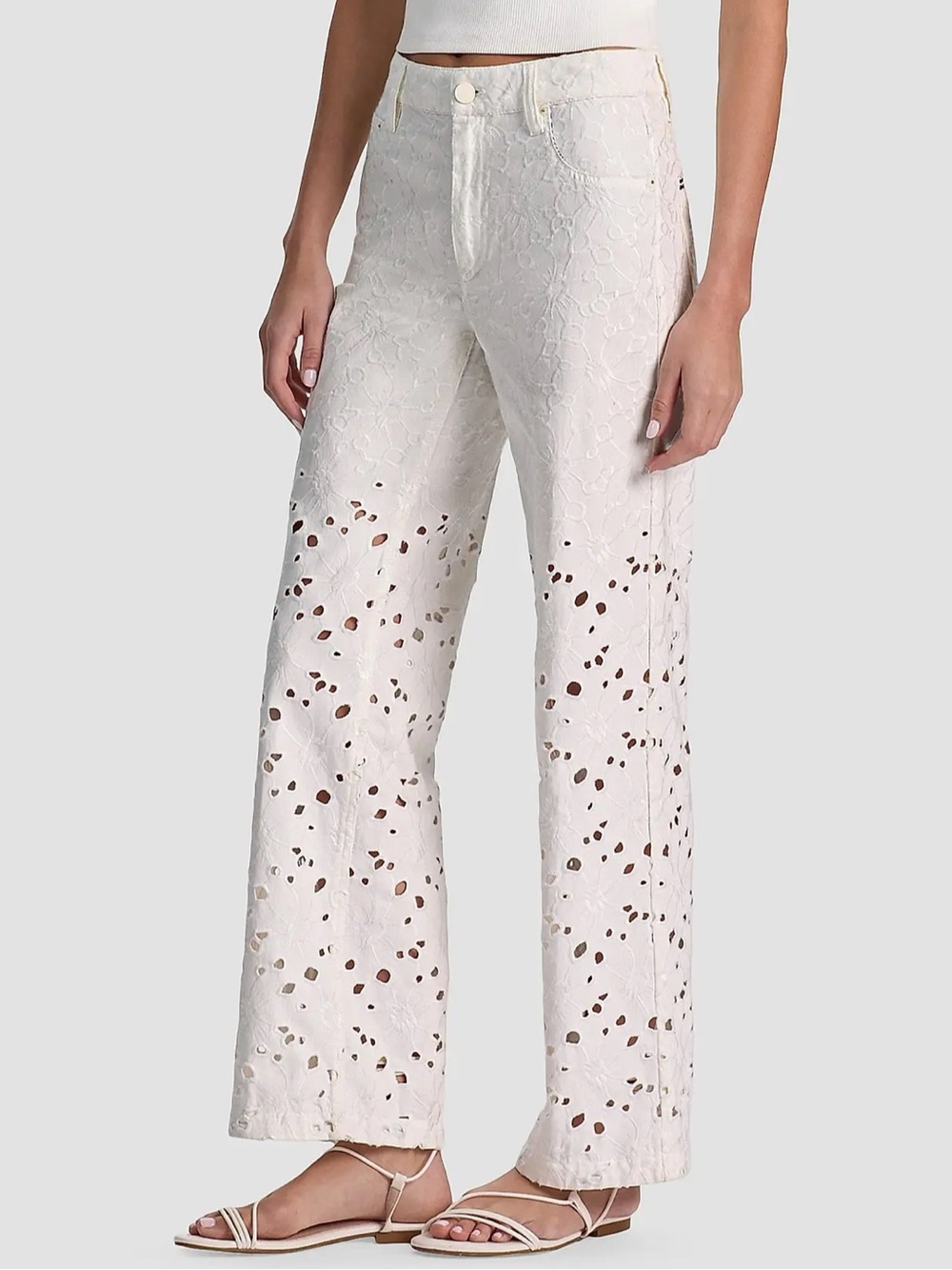 Alice + Olivia Floral Embroided High Rise Jeans